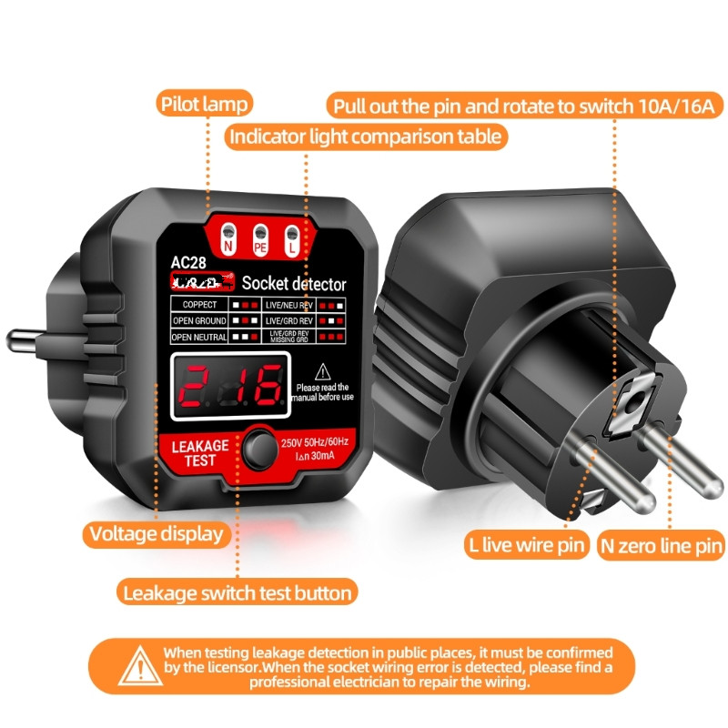 EU-/Anh Ổ Cắm Bút Thử Ổ Cắm Bú - đánh giá và giá Power Tools Voltage